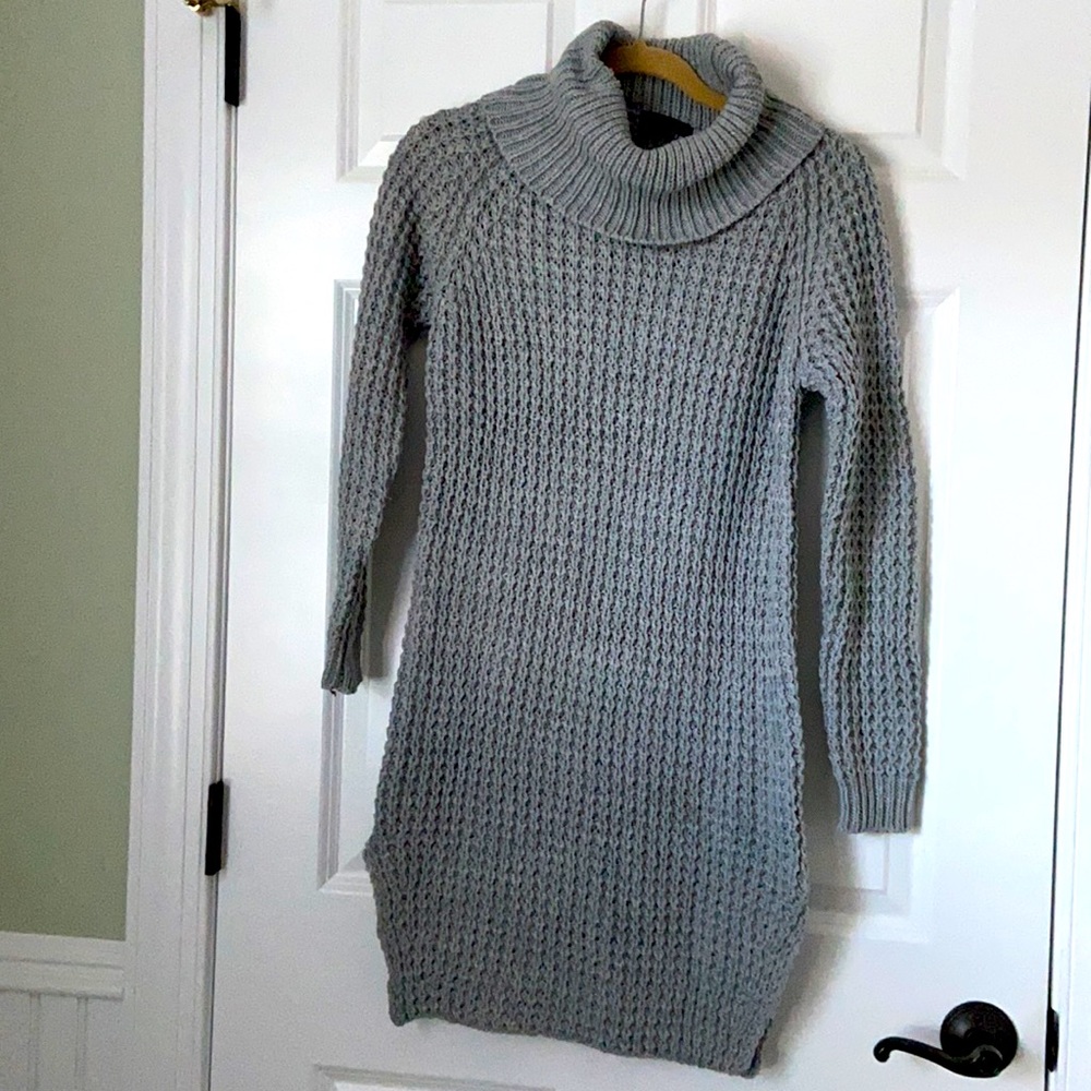 Gray sweater dress